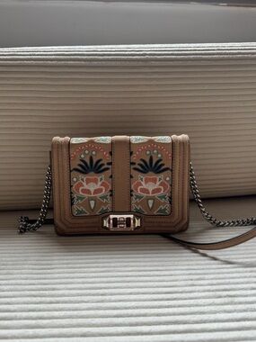 Rebecca Minkoff Embroidered Tan Crossbody Shoulder Bag